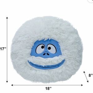 "BUMBLE" White Furry Pillow Featuring Embroidered Face/17 Inch